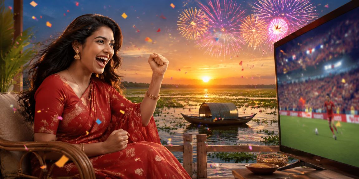 টাঙ্গুয়ার হাওরের পাশে বসে মোবাইলে বেটিং প্ল্যাটফর্ম ব্যবহার করছেন একজন নারী